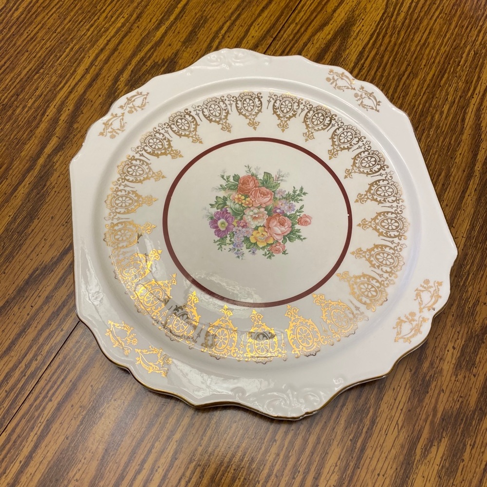 Vintage floral 22 karat gold plate